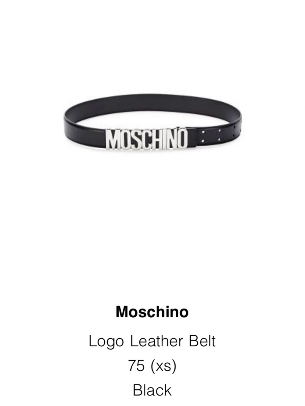 Moschino Black Leather Belt with Silver Logo